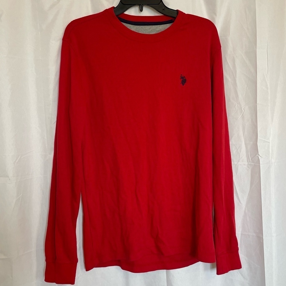 US POLO ASSN Men’s‎ Red Waffle Thermal Knit Long Sleeve Crew Neck Size Medium